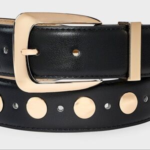 Black Leather Belt with Gold Accents Size XXL